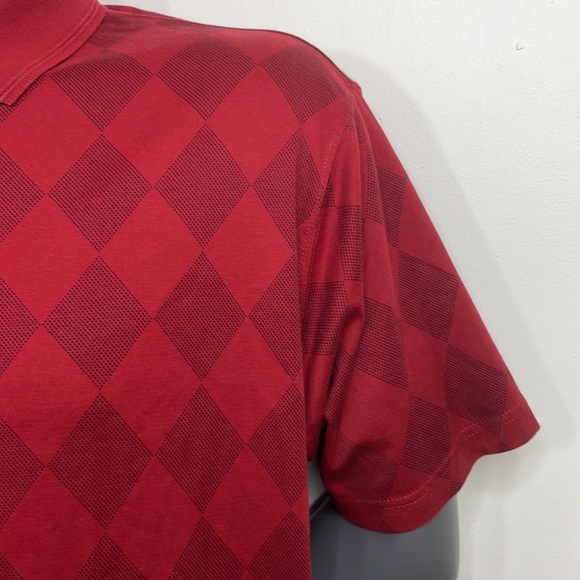 St. John’s Bay Men’s Polo Shirt Short Sleeves 2XL Maroon & Red Diamond Pattern - Picture 3 of 15